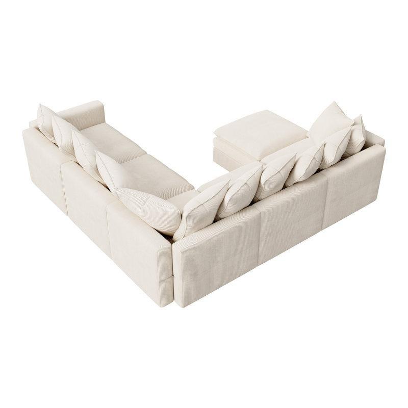 Fitilli Kadife Modüler Depolamalı ve Yönü Değiştirilebilir U Köşe Koltuk Takımı - 268x268 cm - 194535