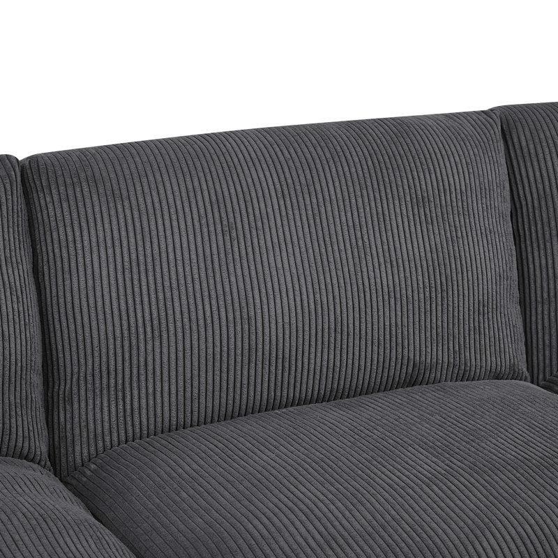 Fitilli Kadife Modüler Yönü Değiştirilebilir Çift Puflu U Köşe Koltuk Takımı - 328 cm - 193186
