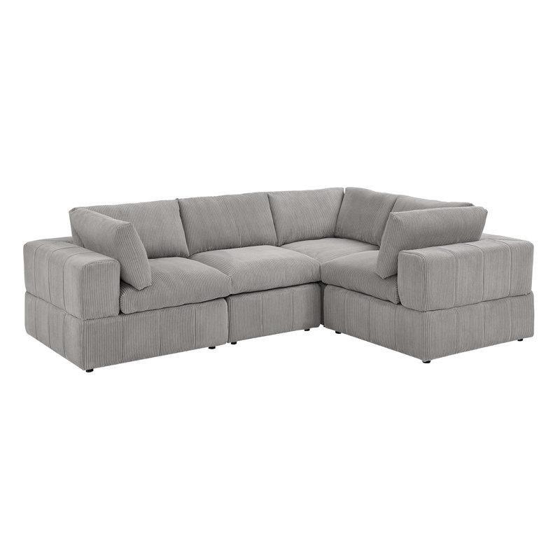 Fitilli Kadife Modüler Yönü Değiştirilebilir L Köşe Koltuk - 276x201 cm - 192715