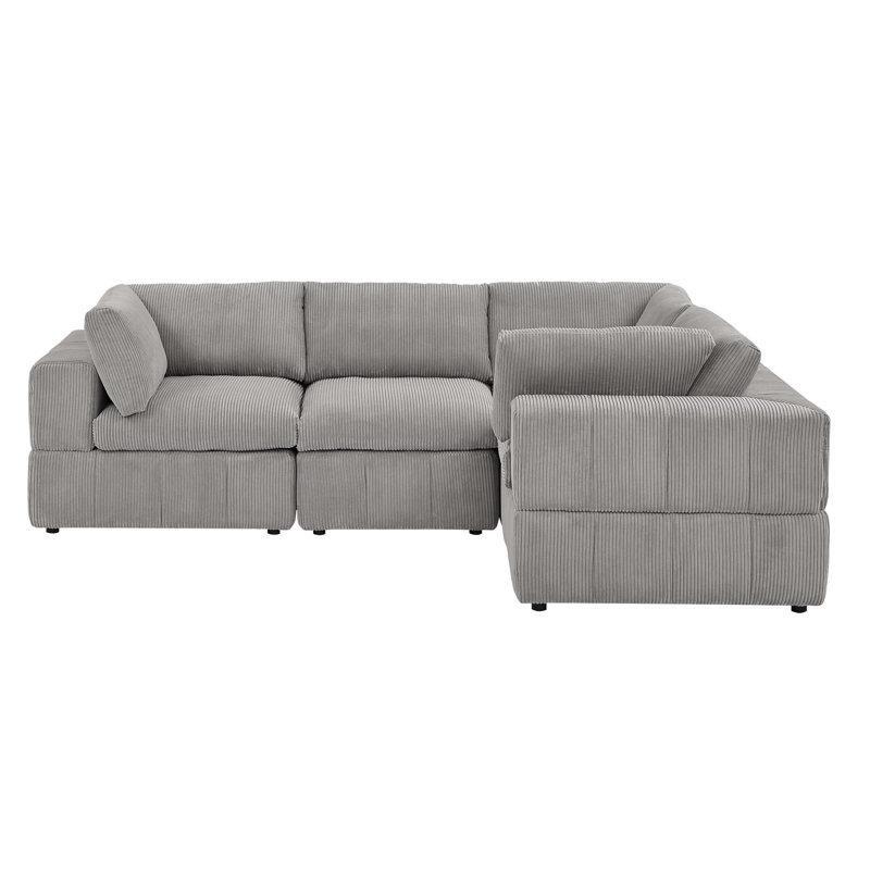 Fitilli Kadife Modüler Yönü Değiştirilebilir L Köşe Koltuk - 276x201 cm - 192715