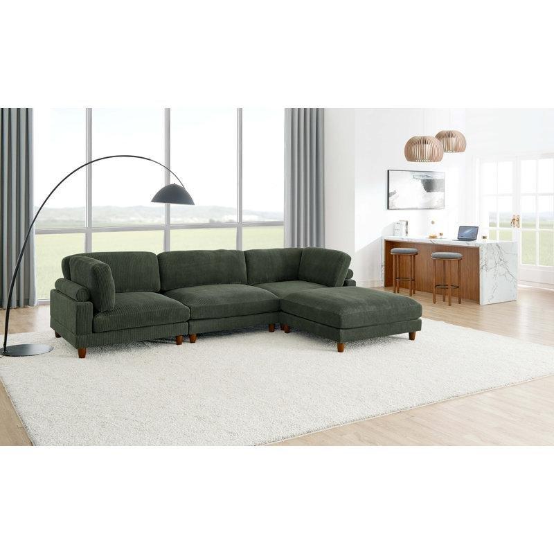 Fitilli Kadife Modüler Yönü Değiştirilebilir Yataklı L Köşe Koltuk Takımı - 340 cm - 193767