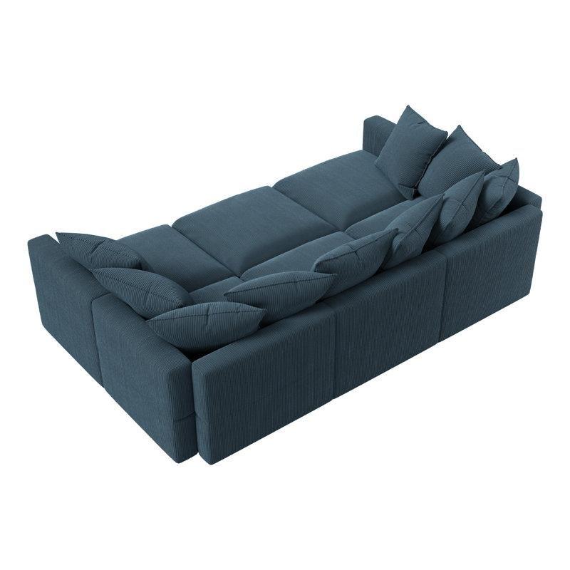 Fitilli Kadife Sandıklı Modüler Yataklı Köşe Koltuk Takımı - 268x174 cm - 195029
