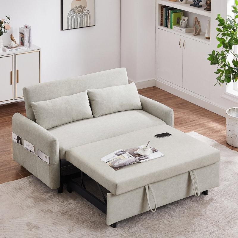 Fitilli Kadife Yatak Olabilen USB Girişli İkili Koltuk - 141 cm - 206892