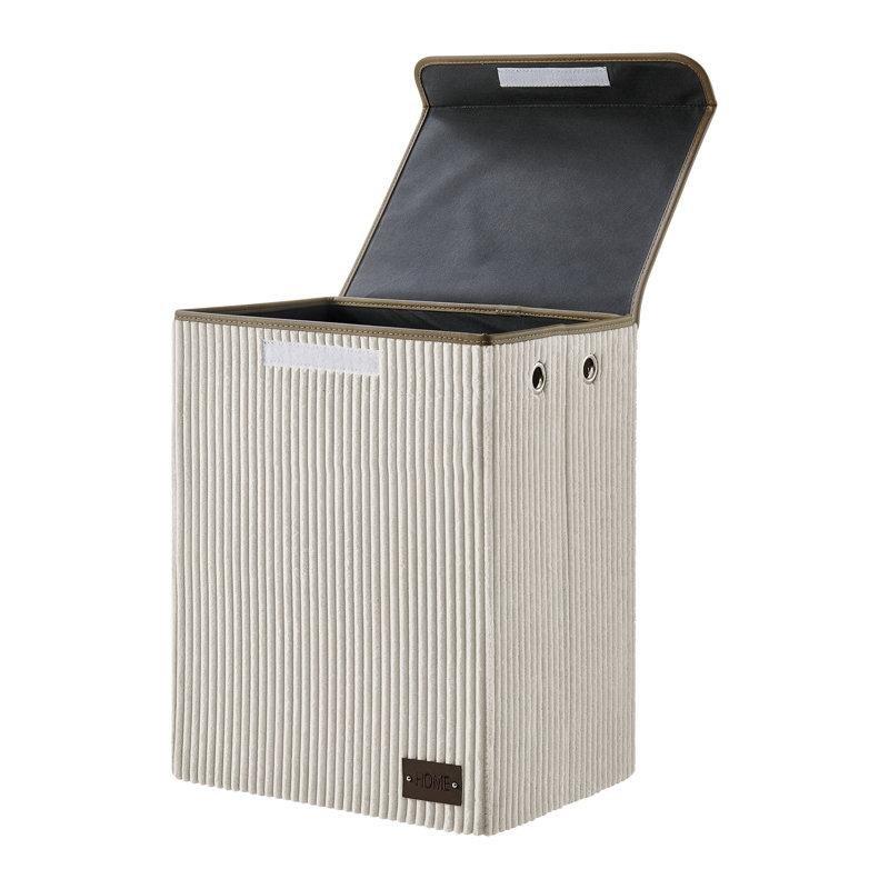Fitilli Kumaş Kapaklı Katlanabilir Çamaşır Sepeti - 51x41x31 cm - 187946