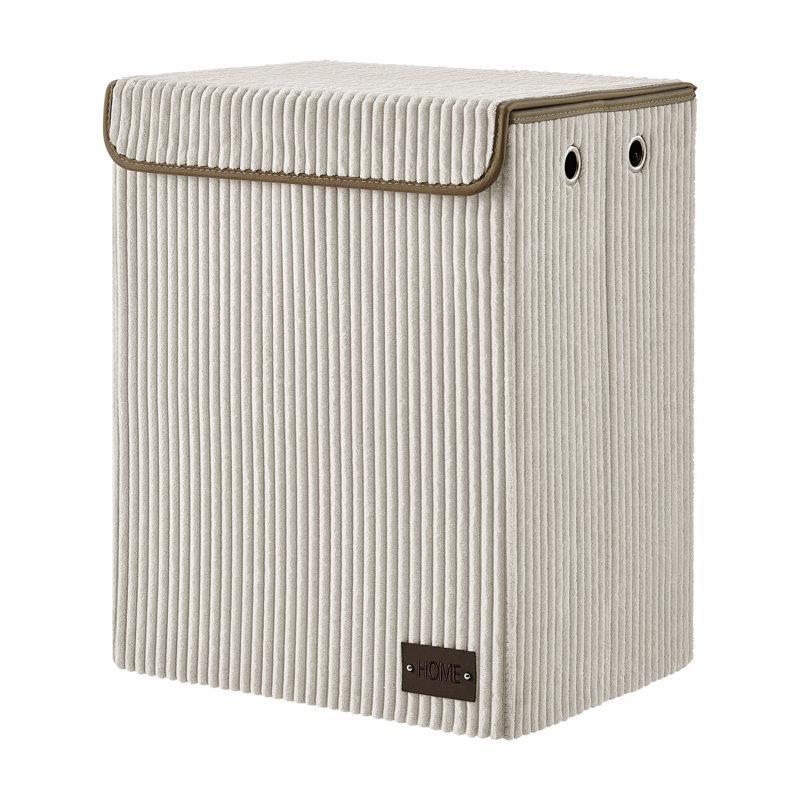Fitilli Kumaş Kapaklı Katlanabilir Çamaşır Sepeti - 51x41x31 cm - 187946