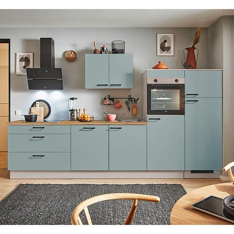 Fiyort Yeşili ve Kaşmir Grisi Sunta Ankastre Cihazlı Soft Close Mutfak Modeli - 340 cm - 184997