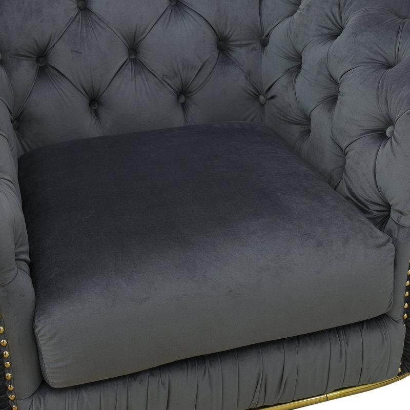 Flanel Kumaş Metal Ayaklı Chesterfield Zımba Detaylı Koltuk Takımı - 191521