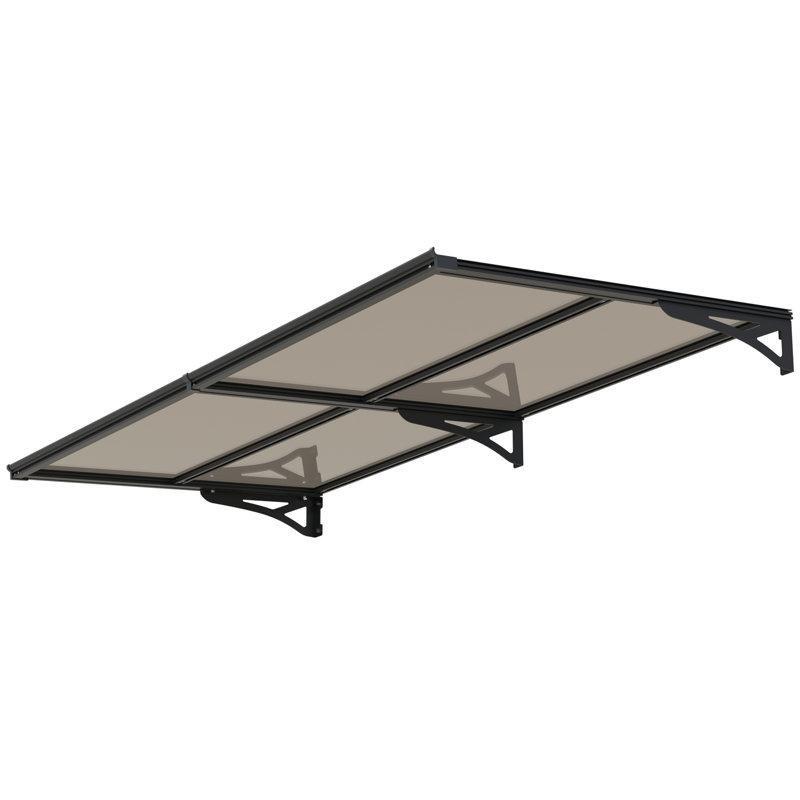 Füme Polikarbon Alüminyum Genişletilebilir UV Korumalı Kapı Üstü Sundurma - 201x90 cm - 165877