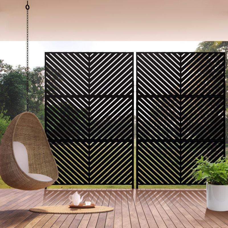 Galvanizli Çelik Lazer Kesim Ayaklı Dekoratif Bahçe Paravanı - 183x120 cm - 173106