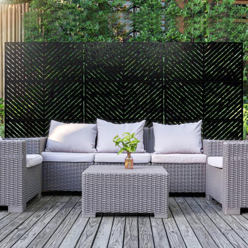 Galvanizli Çelik Lazer Kesim Ayaklı Dekoratif Bahçe Paravanı - 183x120 cm - 173106