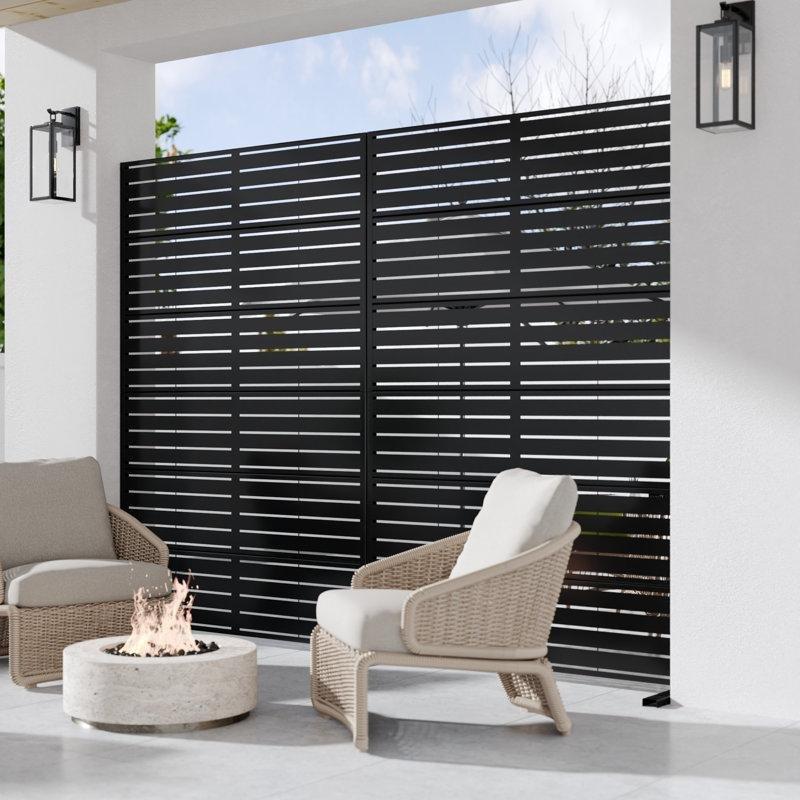 Galvanizli Çelik Lazer Kesim Ayaklı Dış Mekan Bahçe Paravanı - 183x120 cm - 173935