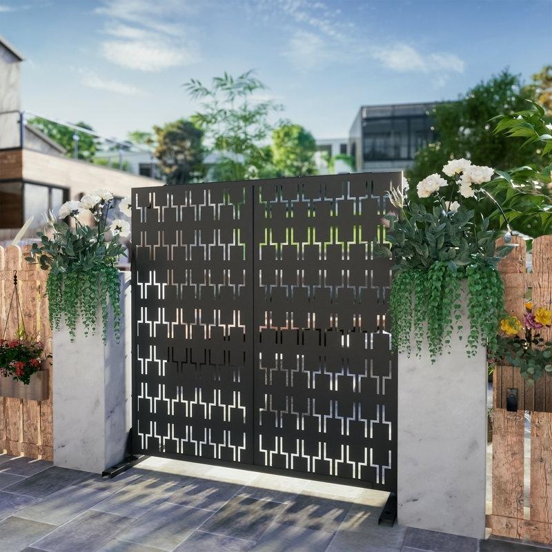 Galvanizli Çelik Tuğla Desenli Paravan - 183x120 cm - 184427