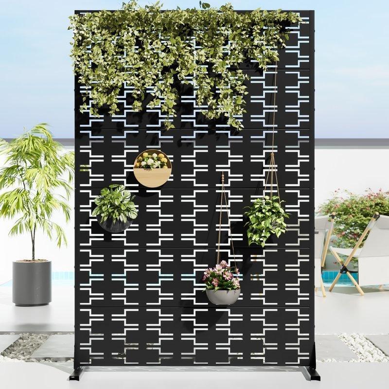 Galvanizli Çelik Tuğla Desenli Paravan - 183x120 cm - 184427