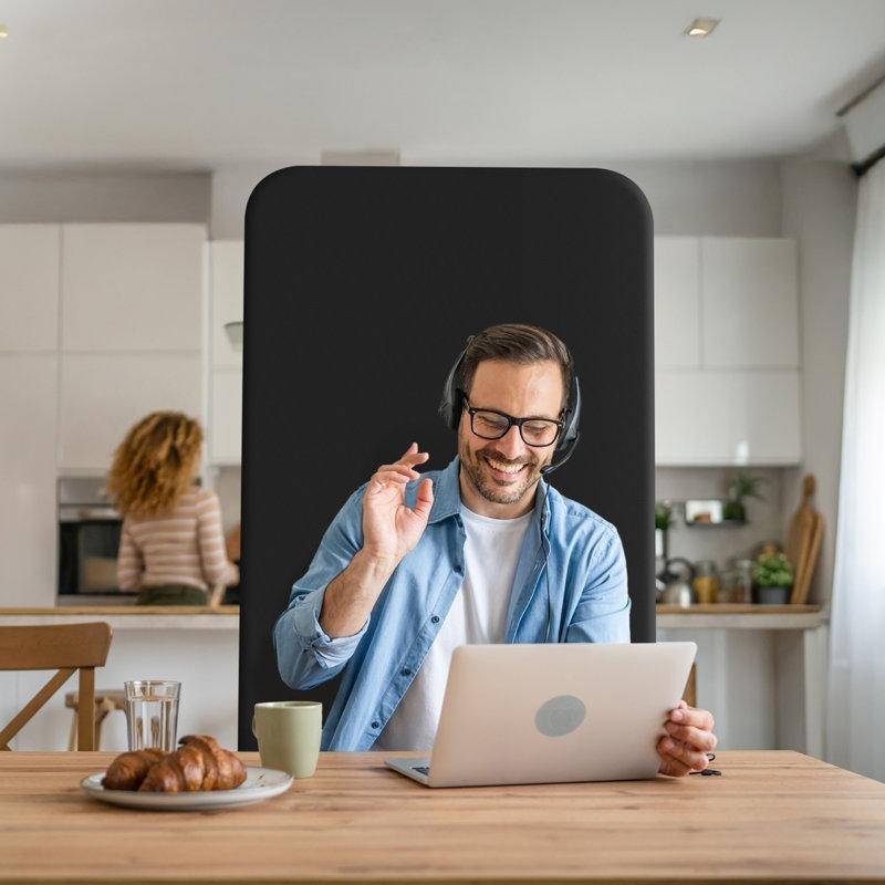 Gece Mavisi Polyester Kumaş Metal Çerçeveli Portatif Genişletilebilir Paravan - 74x166 cm - 184362