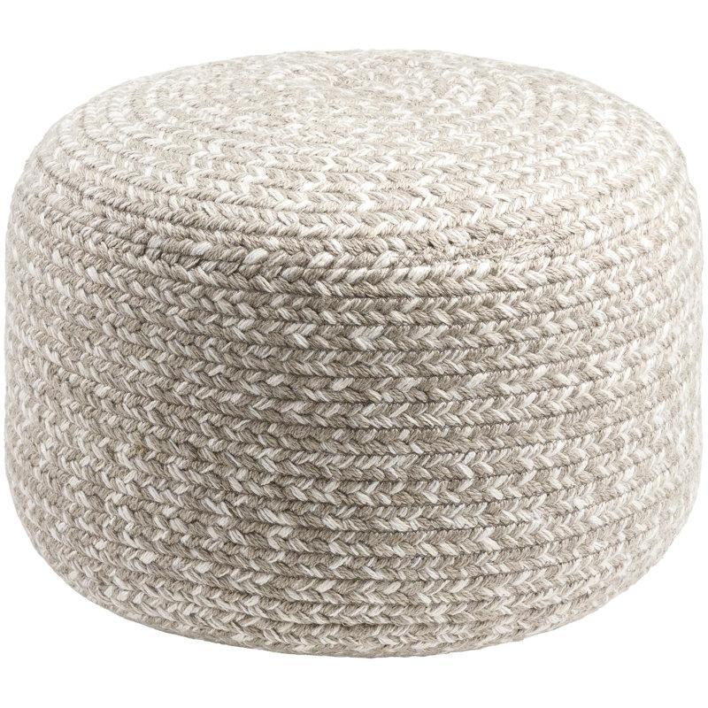 Geri Dönüştürülmüş PET İplik El Dokuması Yuvarlak Dokulu Puf - 46x46 cm - 165340