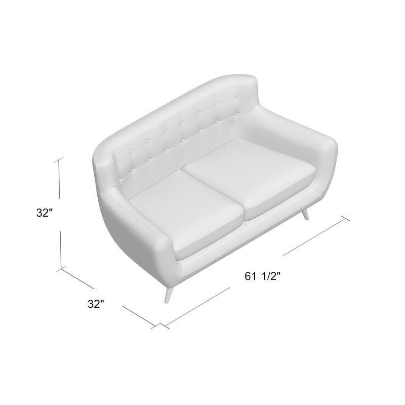 Gök Mavisi Kapitoneli Sırtlı Leke Tutmaz Kumaş Masif Ahşap Ayaklı İkili Koltuk - 157 cm - 195501