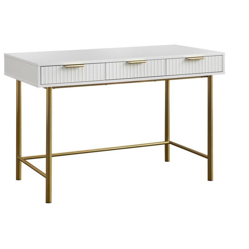 Gold Çelik Ayaklı 3 Çekmeceli Ahşap Vintage Çalışma Masası - 121x60 cm - 233976