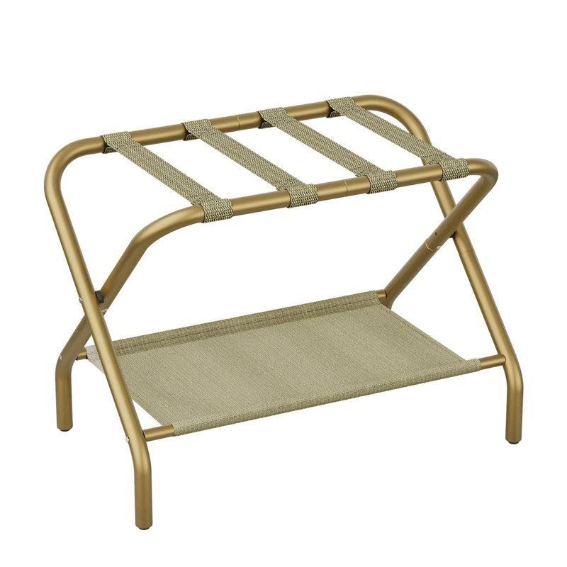 Gold Çelik Katlanır Raflı Valiz Sehpası - 70x39 cm - 186943 Gold Çelik Katlanır Raflı Valiz Sehpası - 70x39 cm - 186943