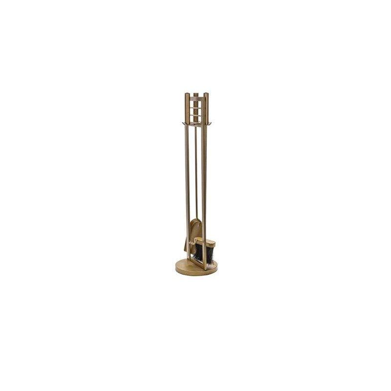 Gold Çelik Silindir Kulplu 4 Parça Şömine Maşa Takımı - 78 cm - 189474