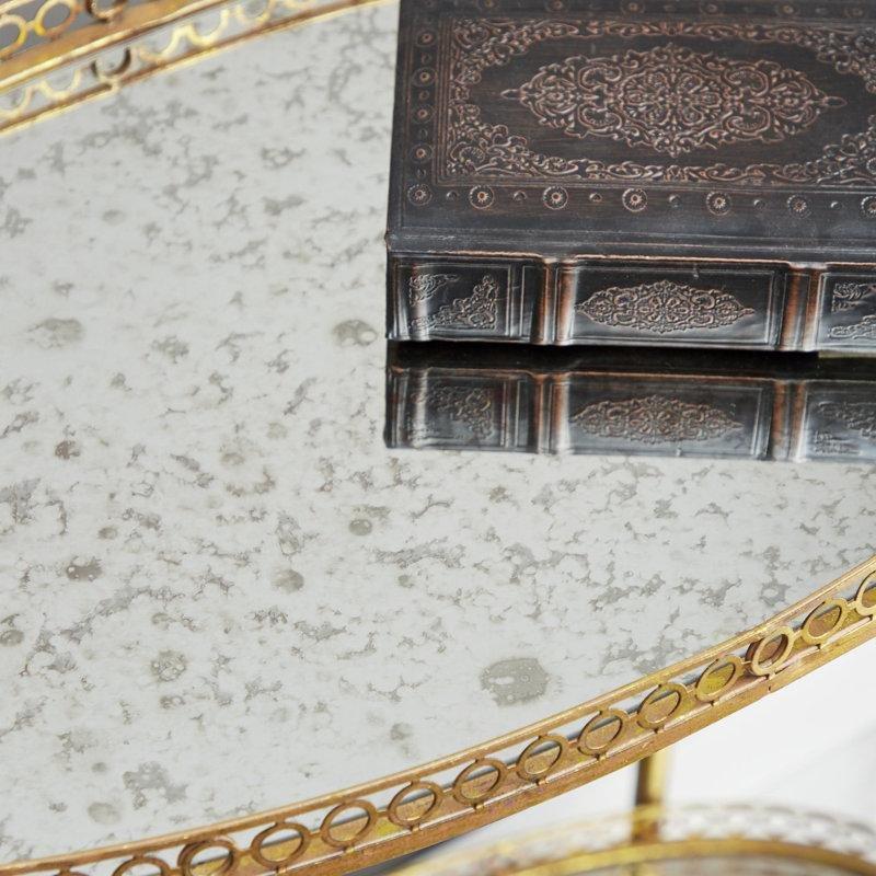 Gold Demir Aynalı Raflı Tekerlekli Servis Arabası - 77x41x88 cm - 178147
