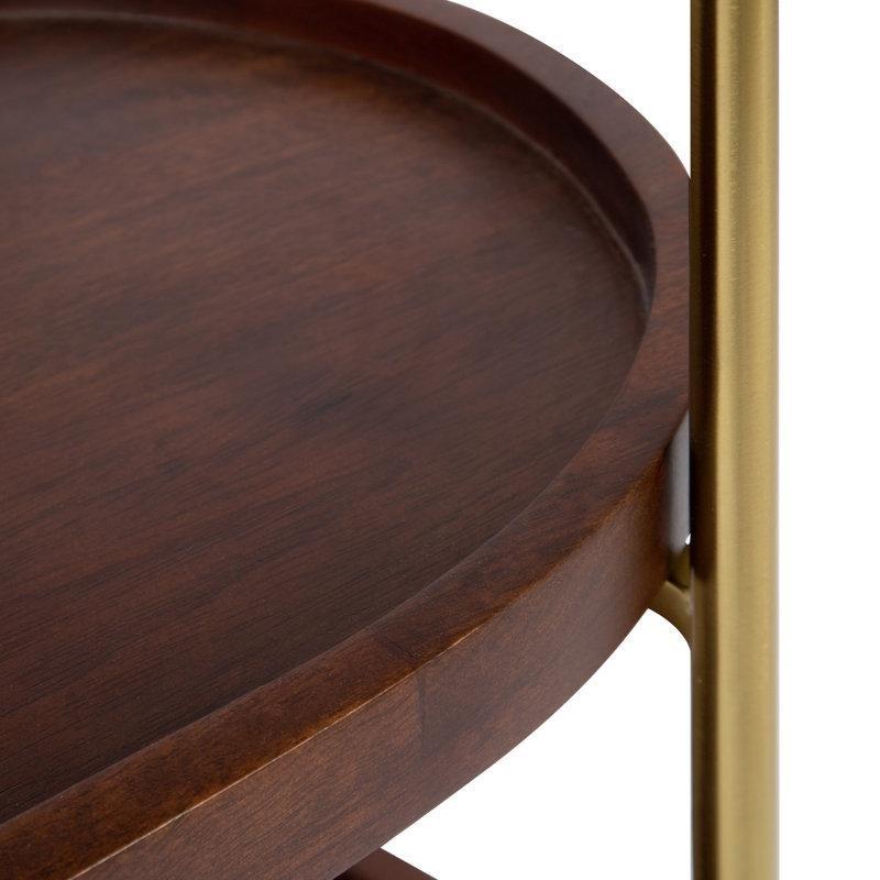 Gold Demir ve Masif Ahşap Tekerlekli Oval Servis Arabası - 66x34x93 cm - 178287
