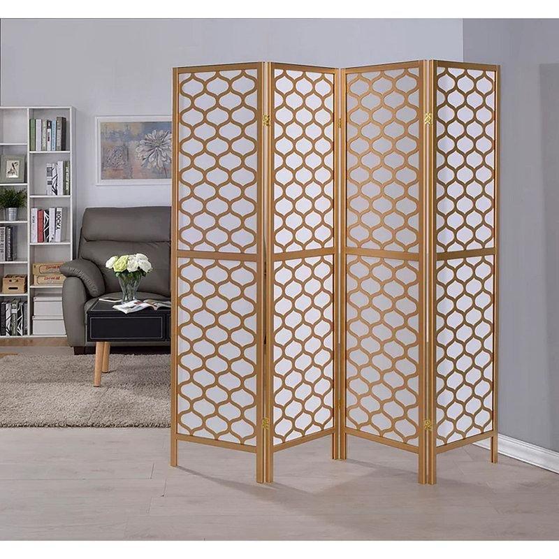 Gold Desenli Masif Çam Ağacı Katlanır Paravan - 179 cm - 184577