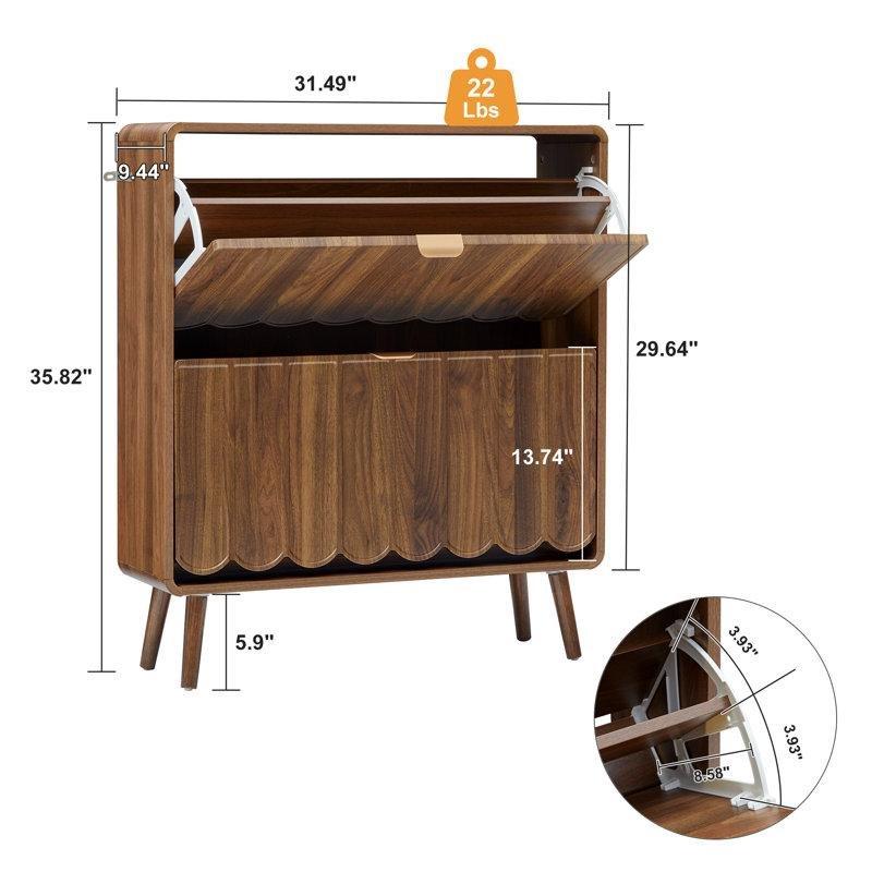 Gold Kuluplu Dalga Desenli MDF Düşer Kapaklı Ayakkabılık - 80 cm - 228274
