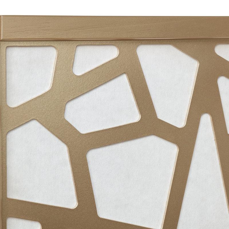 Gold Masif Çam ve MDF 4 Kanatlı Katlanır Mozaik Desenli Paravan - 178x178 cm - 184754