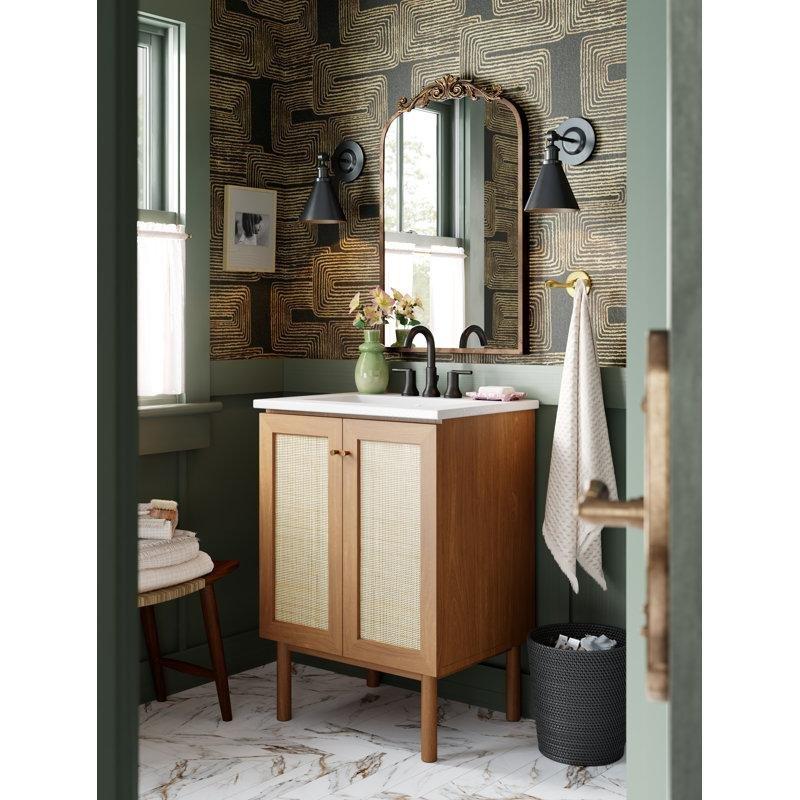 Gold Meşe MDF Seramik Lavabolu Ayaklı Banyo Lavabo Dolabı - 61 cm - 201351