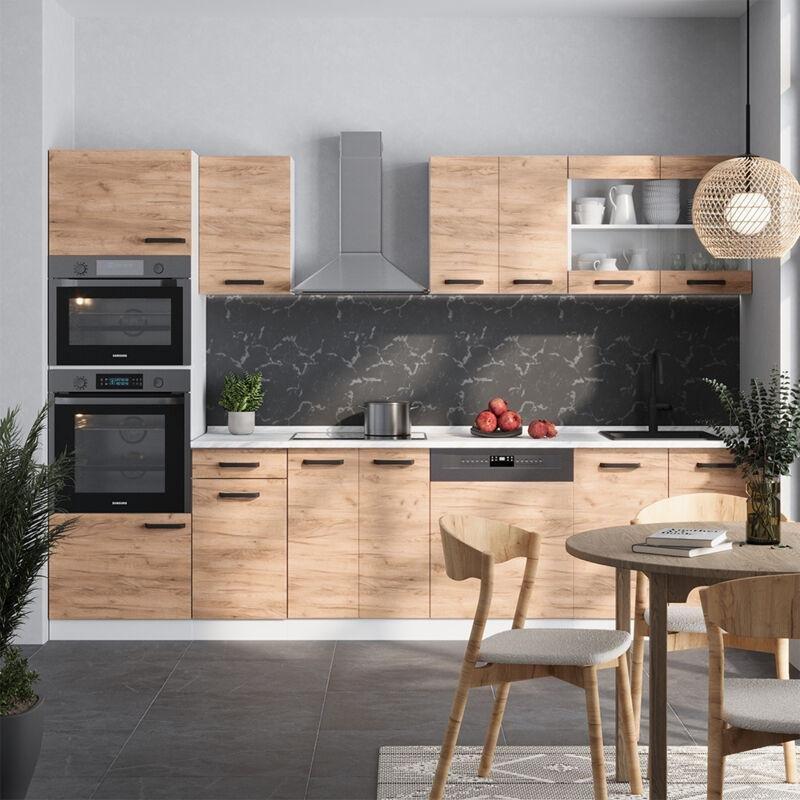 Gold Meşe ve Beyaz Renk Tezgahsız Modüler Suntalam Mutfak Modeli - 300 cm - 186315