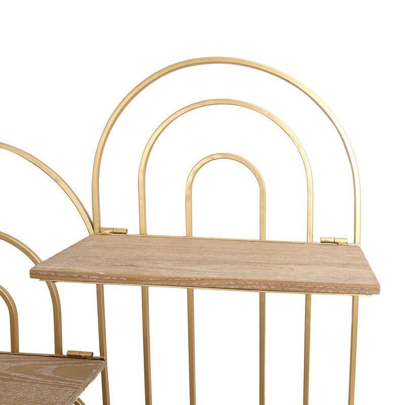 Gold Metal 3 Raflı Oval Duvar Rafı - 74x61 cm - 179978