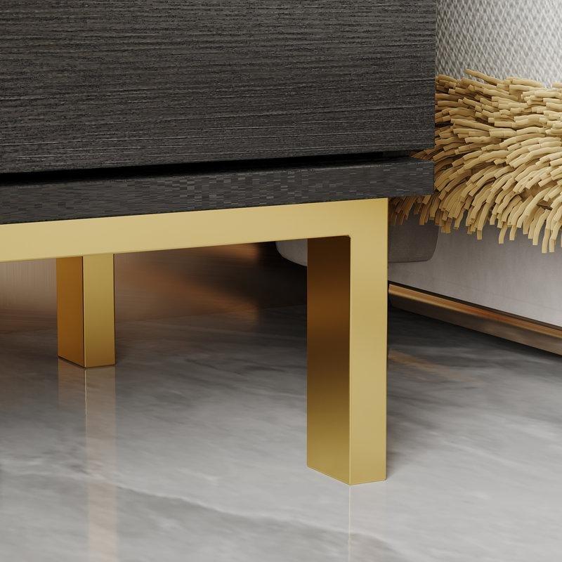 Gold Metal Ayaklı 3 Çekmeceli Masif Ahşap ve MDF Komodin - 81 cm - 223716