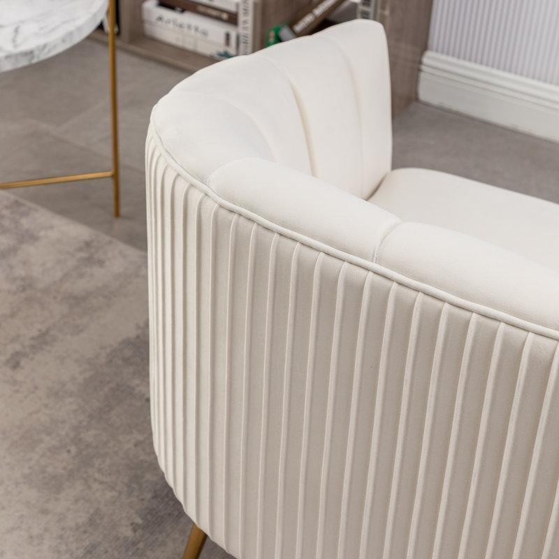 Gold Metal Ayaklı Kadife Dikey Kapitoneli İkili Koltuk - 130 cm - 196311