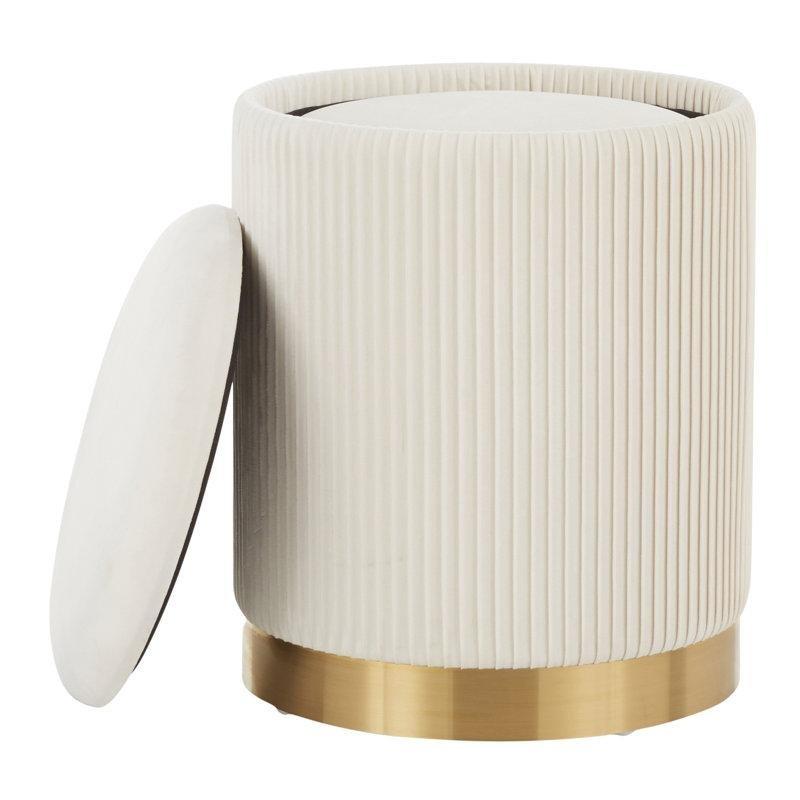 Gold Metal Ayaklı Kadife Sandıklı Yuvarlak 2li Set Puf - 36x46 cm - 165271