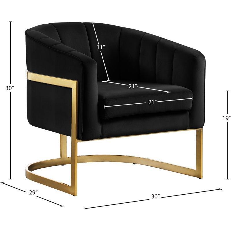 Gold Metal Ayaklı Kanal Dikişli Kadife Tekli Koltuk - 77x74 cm - 204770