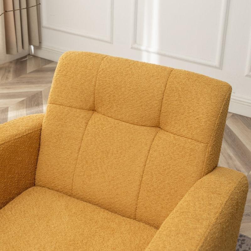 Gold Metal Ayaklı Kapitoneli Kare Kollu 2li Set Tekli Koltuk - 74 cm - 202454