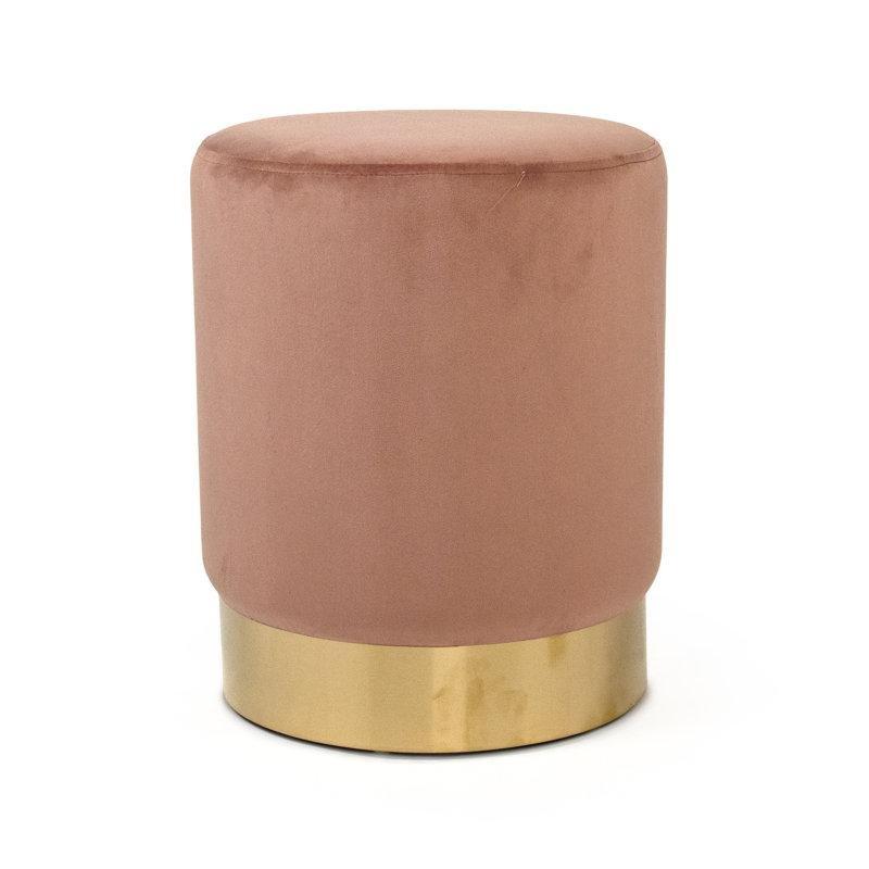 Gold Metal Ayaklı Pembe Suni Kürk Makyaj Masası Pufu - 233754