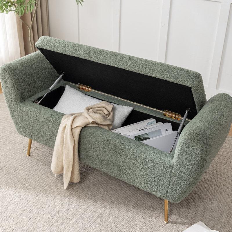 Gold Metal Ayaklı Sandıklı Kollu Polyester Kumaş Bench - 127 cm - 164719