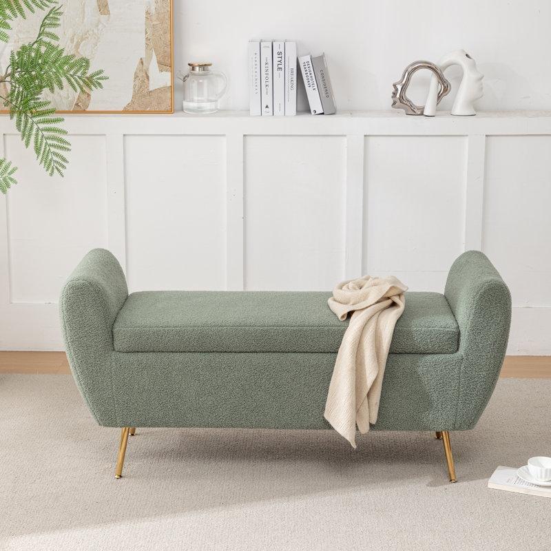 Gold Metal Ayaklı Sandıklı Kollu Polyester Kumaş Bench - 127 cm - 164719