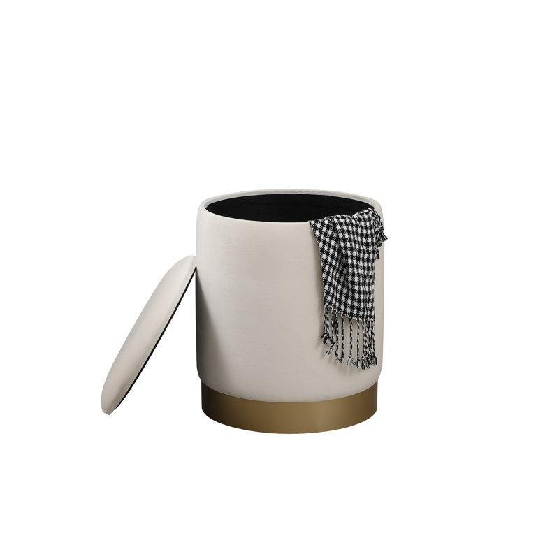 Gold Metal Ayaklı Sandıklı Yuvarlak Puf - 44x36 cm - 165163