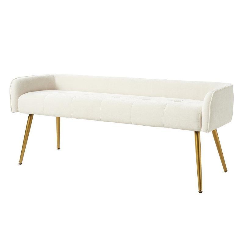 Gold Metal Ayaklı Sırtlı ve Kollu Kapitoneli Polyester Bench - 141 cm - 164563