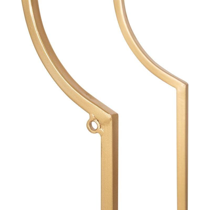 Gold Metal Çerçeveli 3 Katlı Cam Geometrik Duvar Rafı - 61x46 cm - 179722