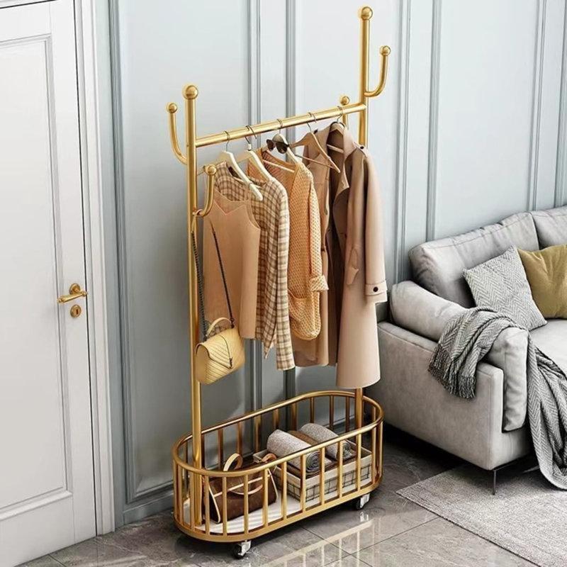 Gold Metal Tekerlekli Raflı Ayaklı Askılık - 80 cm - 165439