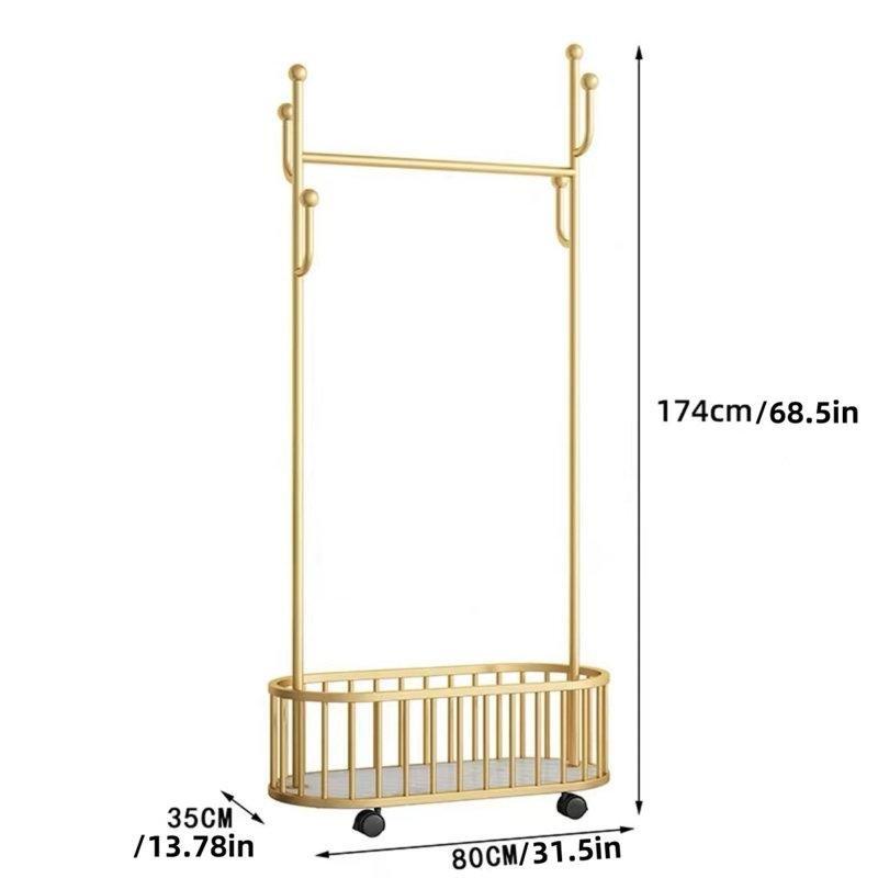 Gold Metal Tekerlekli Raflı Ayaklı Askılık - 80 cm - 165439