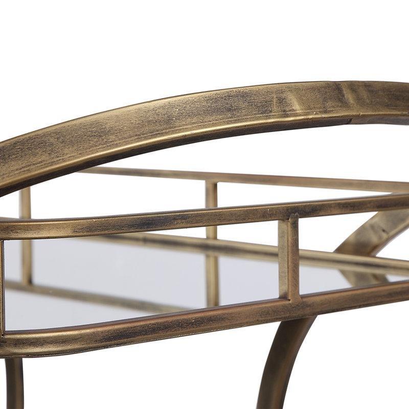 Gold Metal ve Cam 3 Raflı Tekerlekli Servis Arabası - 82x39x94 cm - 178065