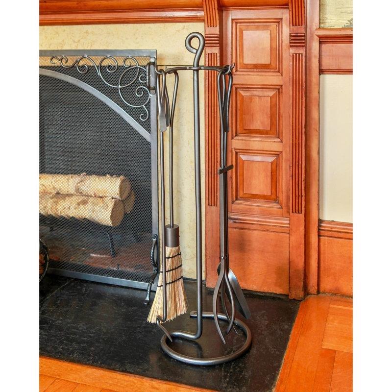 Grafit Ferforje Everson Tasarım Standlı Şömine Maşa Takımı - 87 cm - 188170
