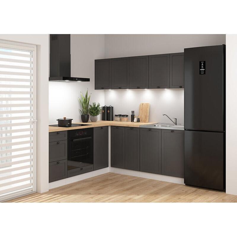 Grafit Gri ve Beyaz MDF Modüler LED Aydınlatmalı Tezgahlı Köşe Mutfak Modeli - 200x200 cm - 185939