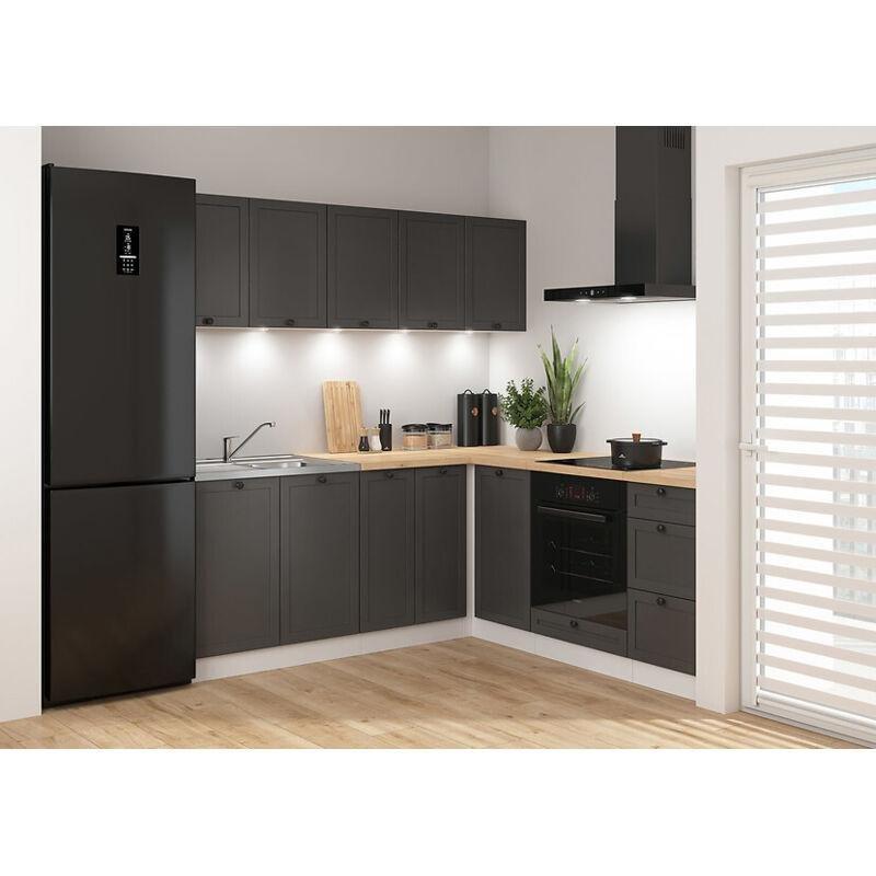 Grafit Gri ve Beyaz MDF Modüler LED Aydınlatmalı Tezgahlı Köşe Mutfak Modeli - 200x200 cm - 185939