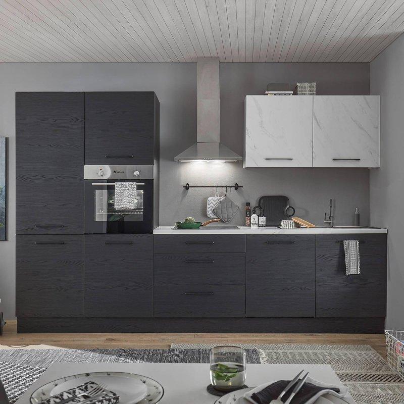 Grafit Siyah Sunta Cihaz Dolaplı 8 Kapaklı 3 Çekmeceli Mutfak Modeli - 320 cm - 185165