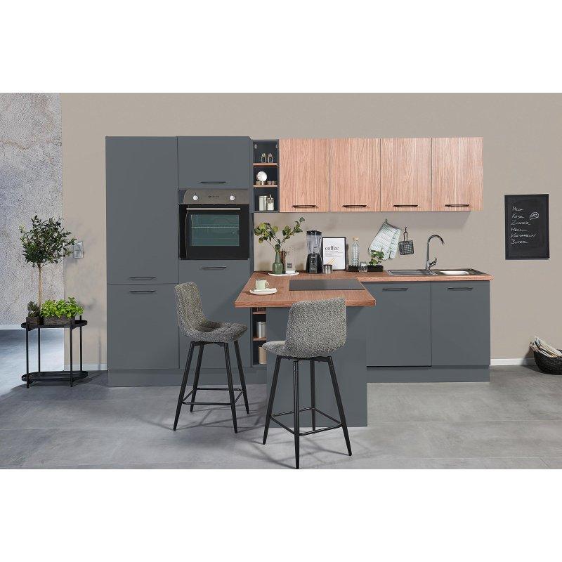 Grafit Yonga Levha 14 Parça Ada Tezgahlı Yavaş Kapanır Mutfak Modeli - 325x211 cm - 185522